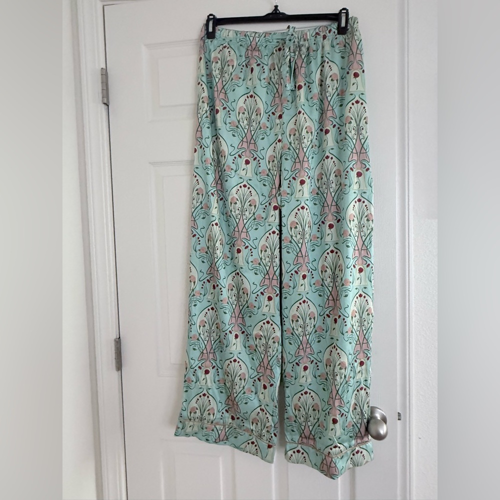 Disney Mint Green Floral Pajama Shirt with Belle patch - Picture 7 of 9